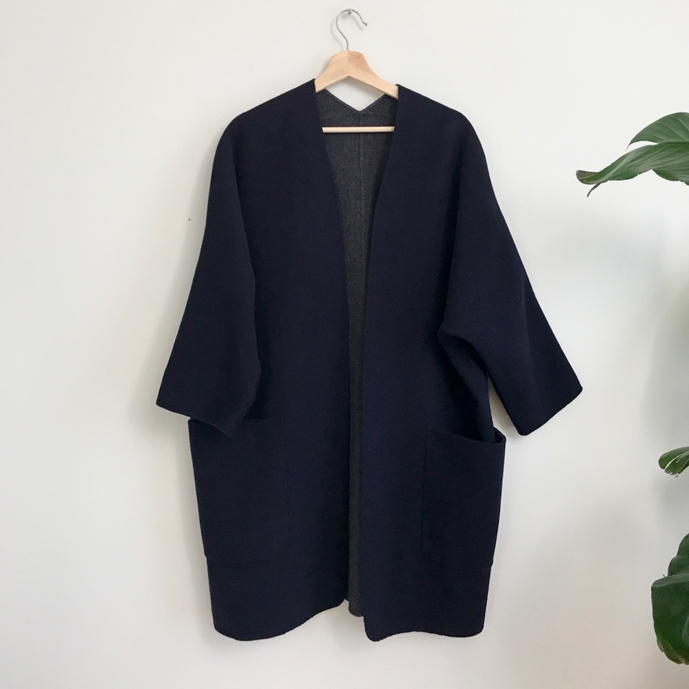 SOLD**VINCE wool reversible collarless cardigan